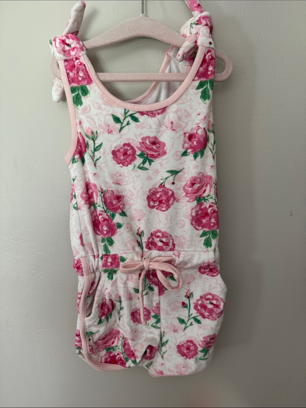 SweetHoney Floral Pink Tie-Shoulder Romper